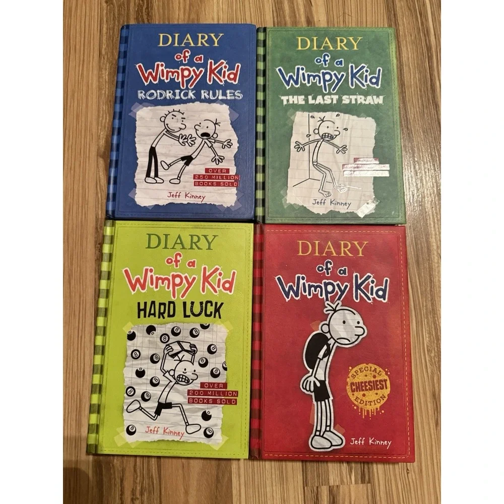 Diary of a Wimpy Kid Book Lot 4 EUC Hard Luck Last Straw Rodrick Rules Cheesiest